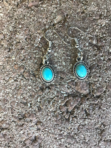 Turquoise Flat Roped Earrings
