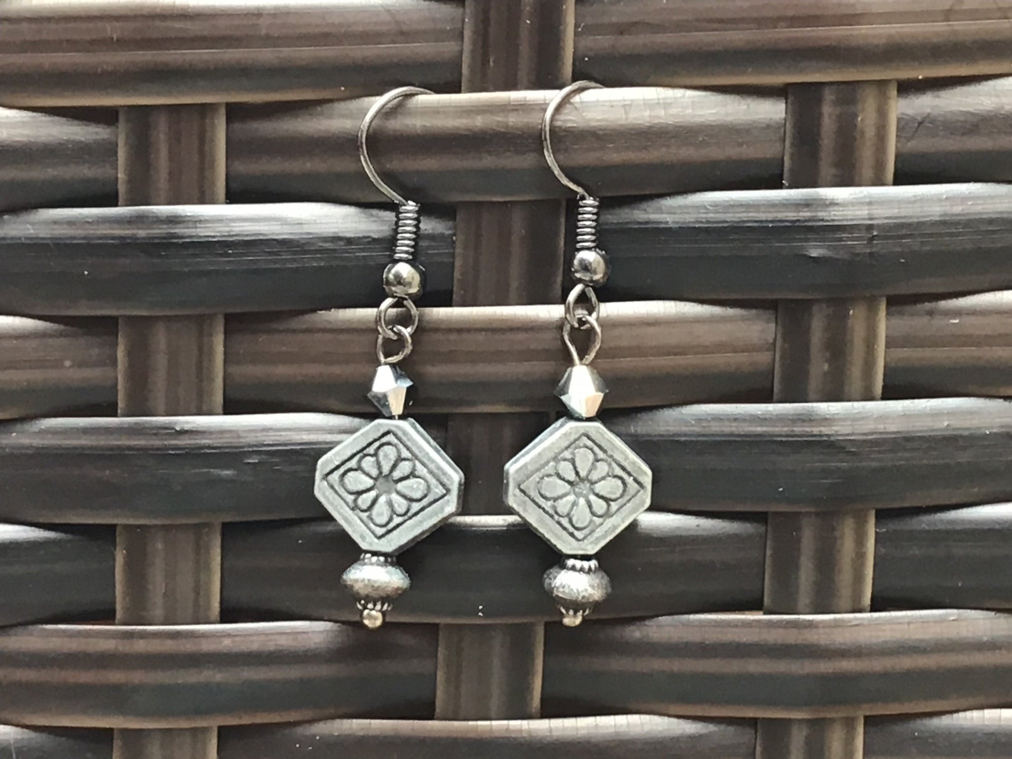 Gray Flower Earrings