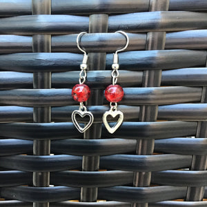 Red Heart Dangle Earrings