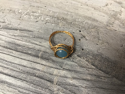 Twisted Roped/Aquamarine Ring