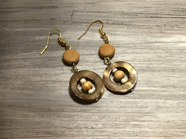 Shell N Wood Earrings