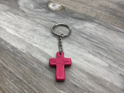 Marbled Cross Keychain