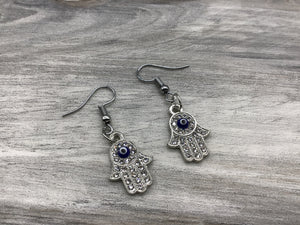 Rhinestone Hamsa Hand Earrings